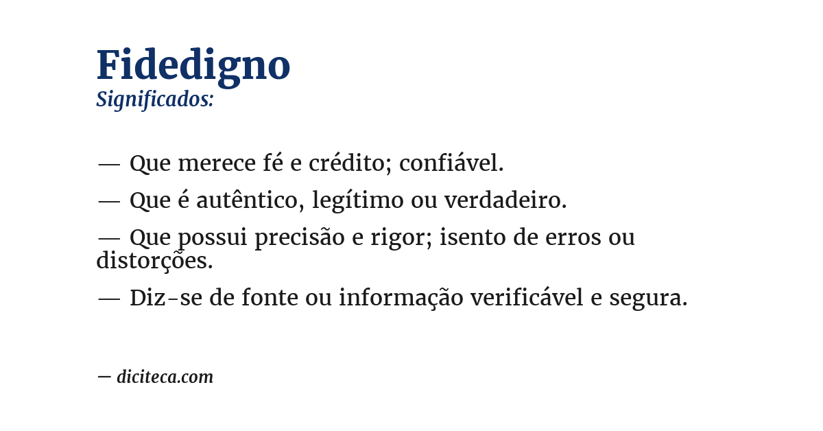 Significado de fidedigno