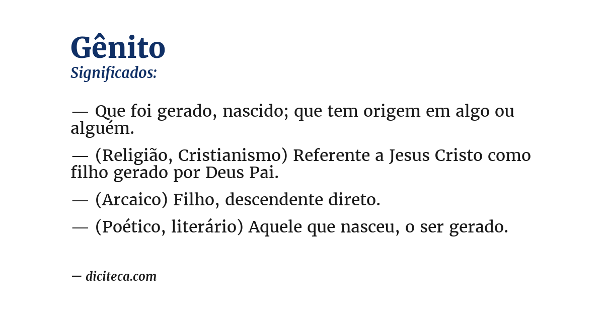 Significado de gênito