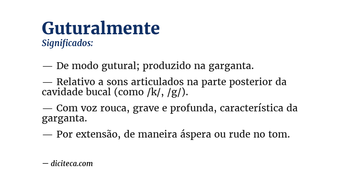 Significado de guturalmente
