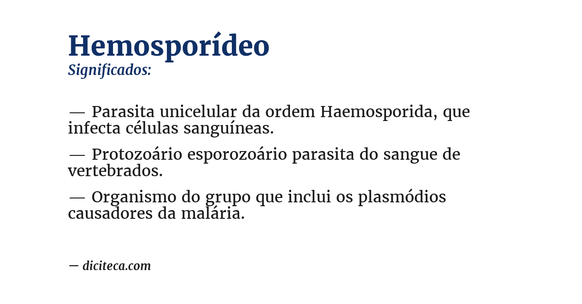 Significado de hemosporídeo