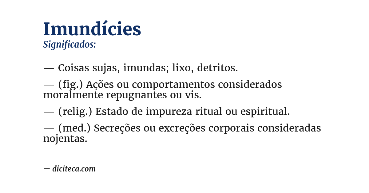 Significado de imundícies