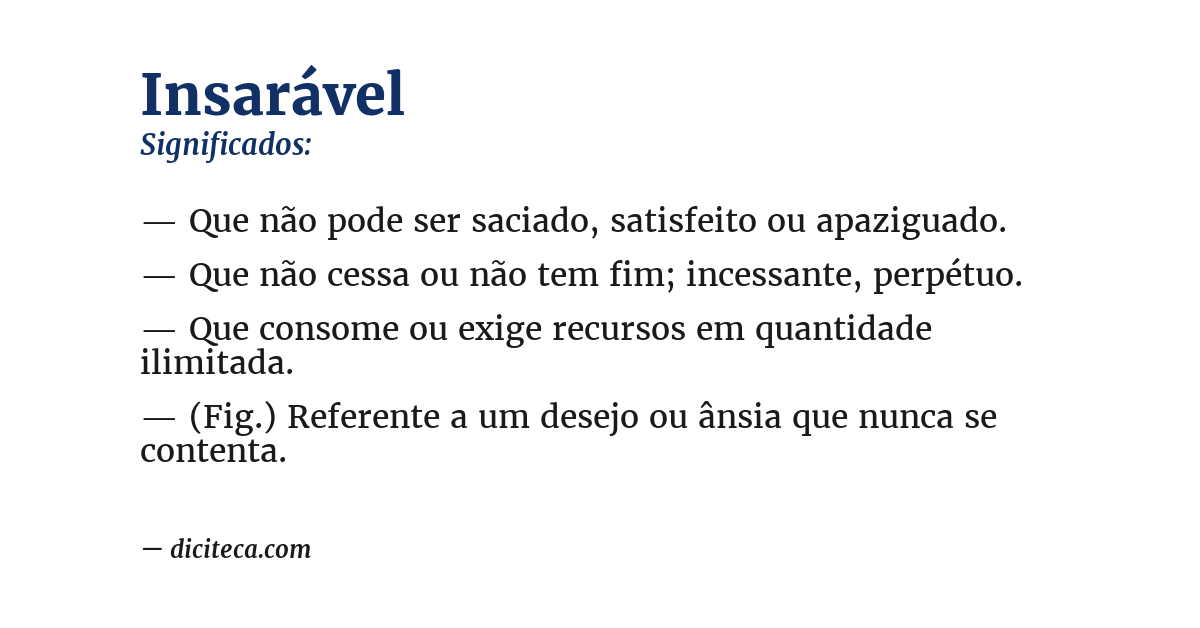 Significado de insarável