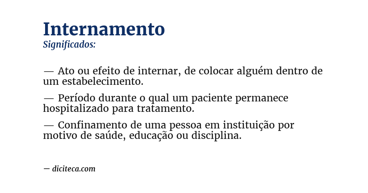 Significado de internamento
