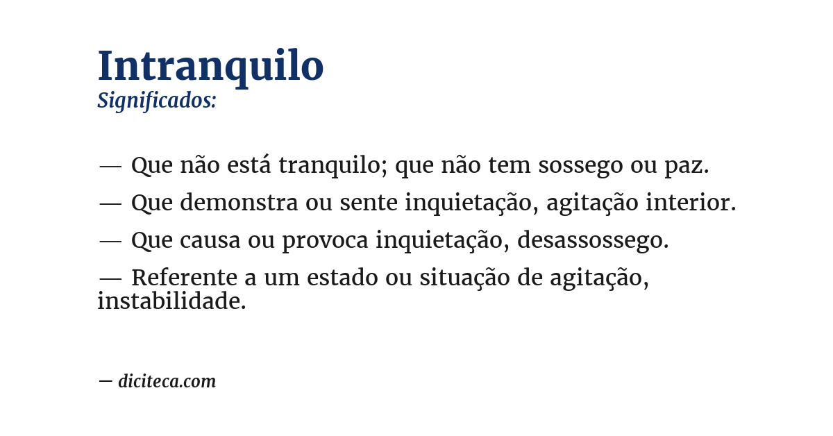 Significado de intranquilo