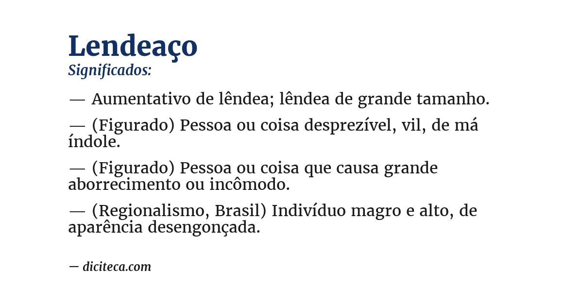 Significado de lendeaço