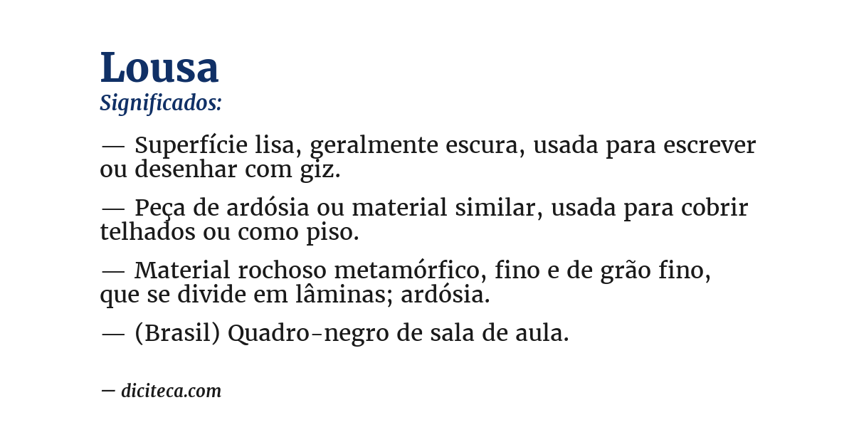 Significado de lousa