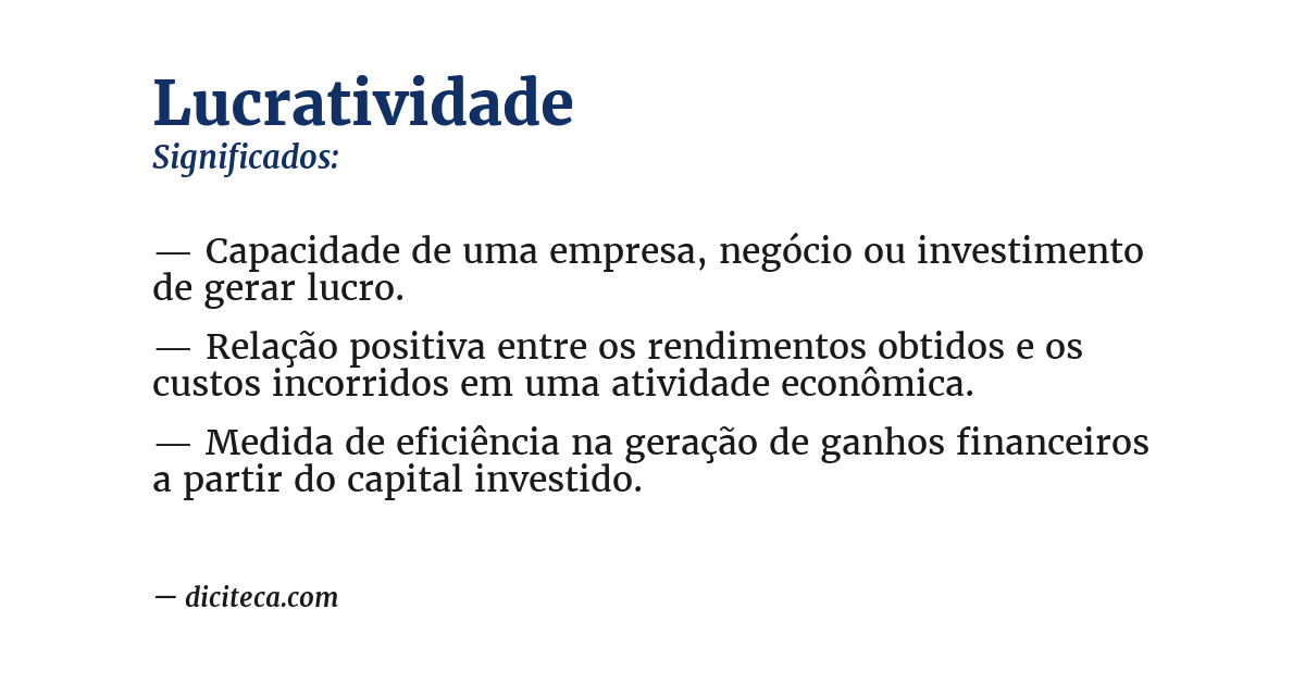 Significado de lucratividade