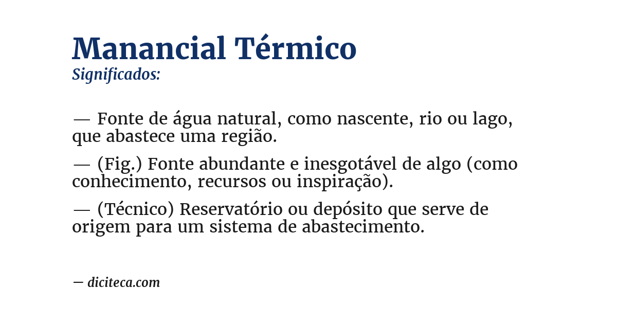 Significado de manancial térmico