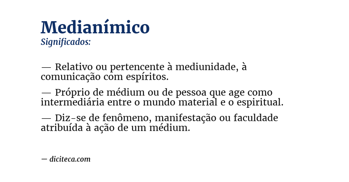 Significado de medianímico