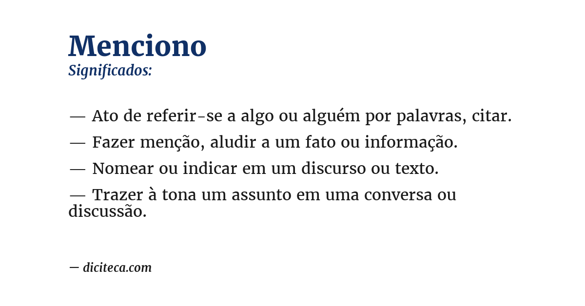 Significado de menciono