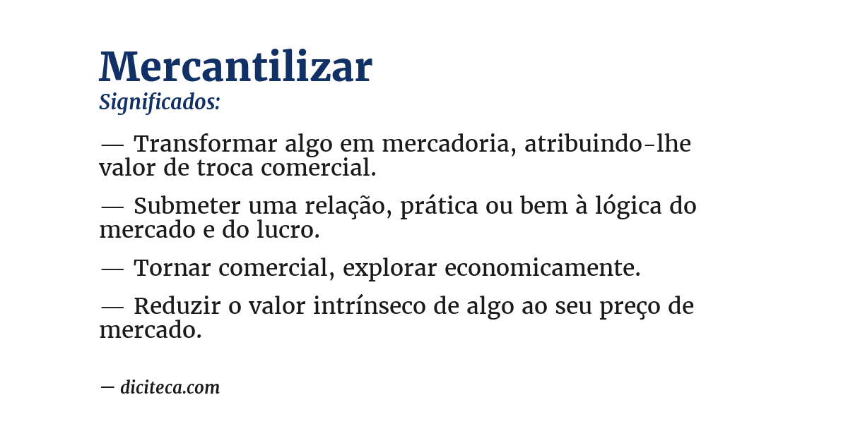 Significado de mercantilizar