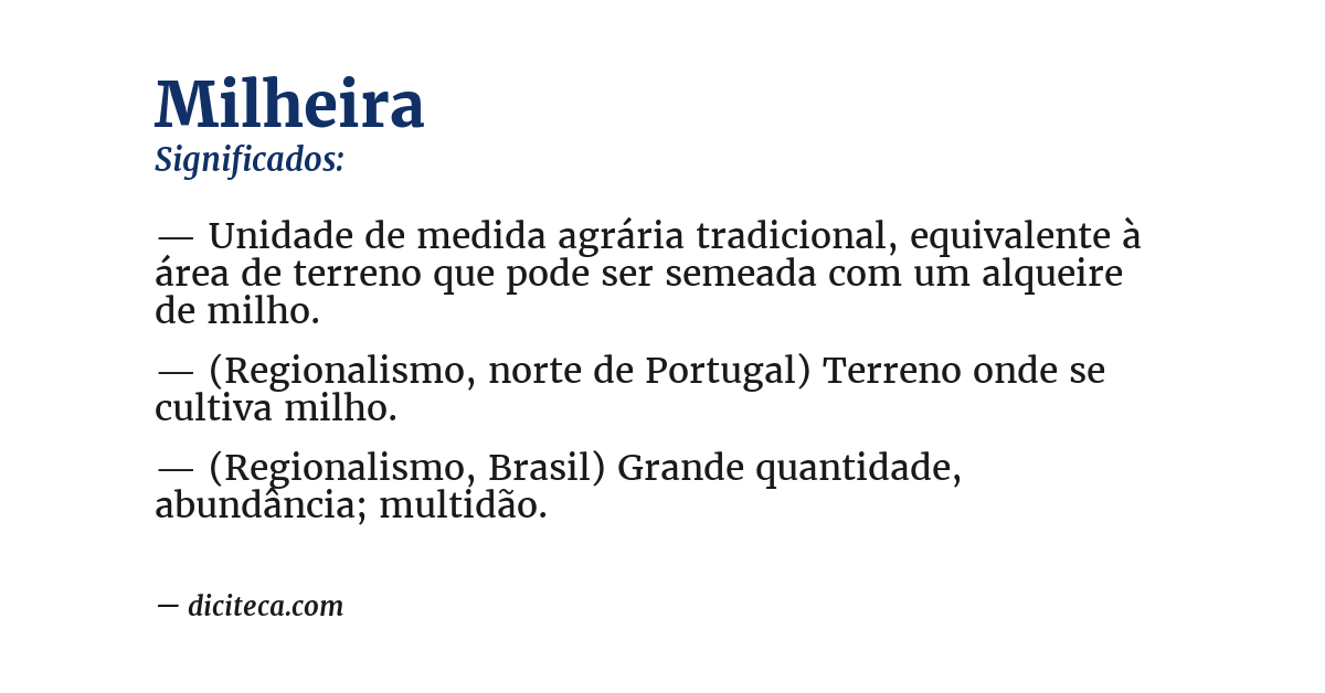 Significado de milheira