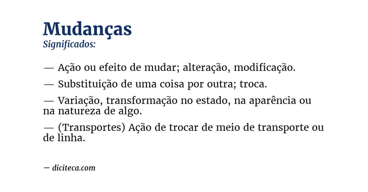 Significado de mudanças
