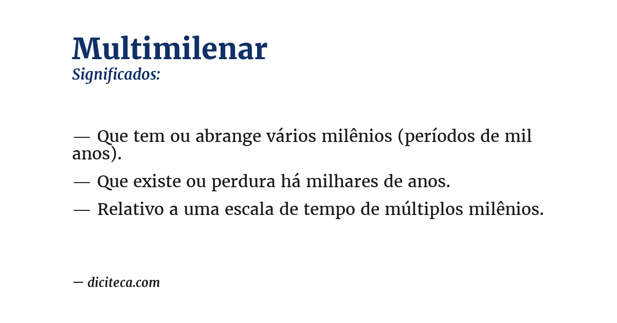 Significado de multimilenar