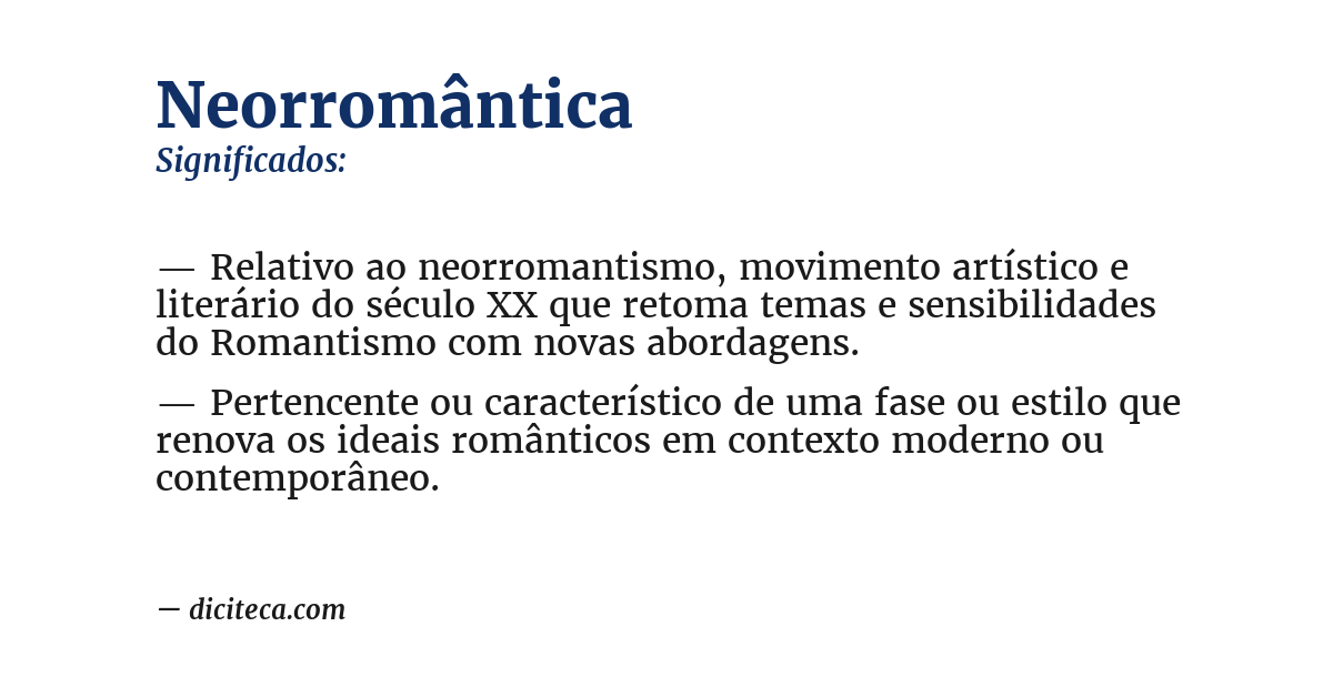 Significado de neorromântica