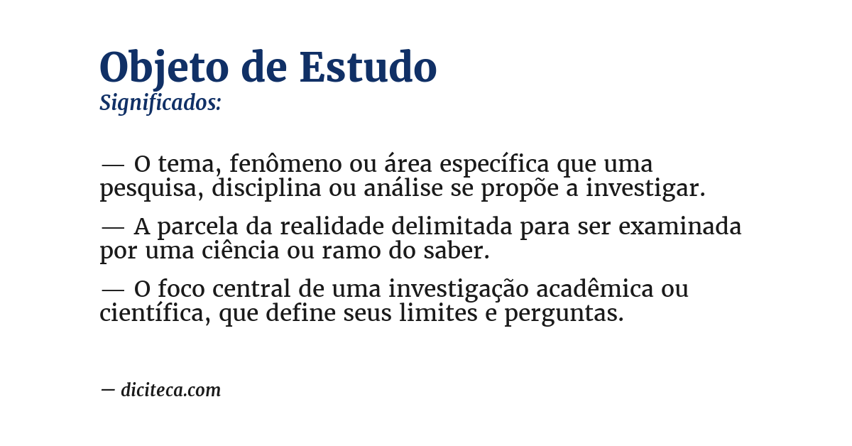 Significado de objeto de estudo
