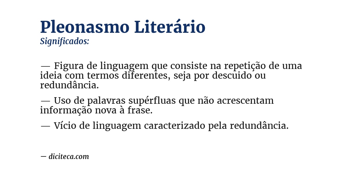 Significado de pleonasmo literário