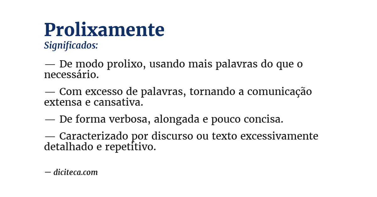 Significado de prolixamente