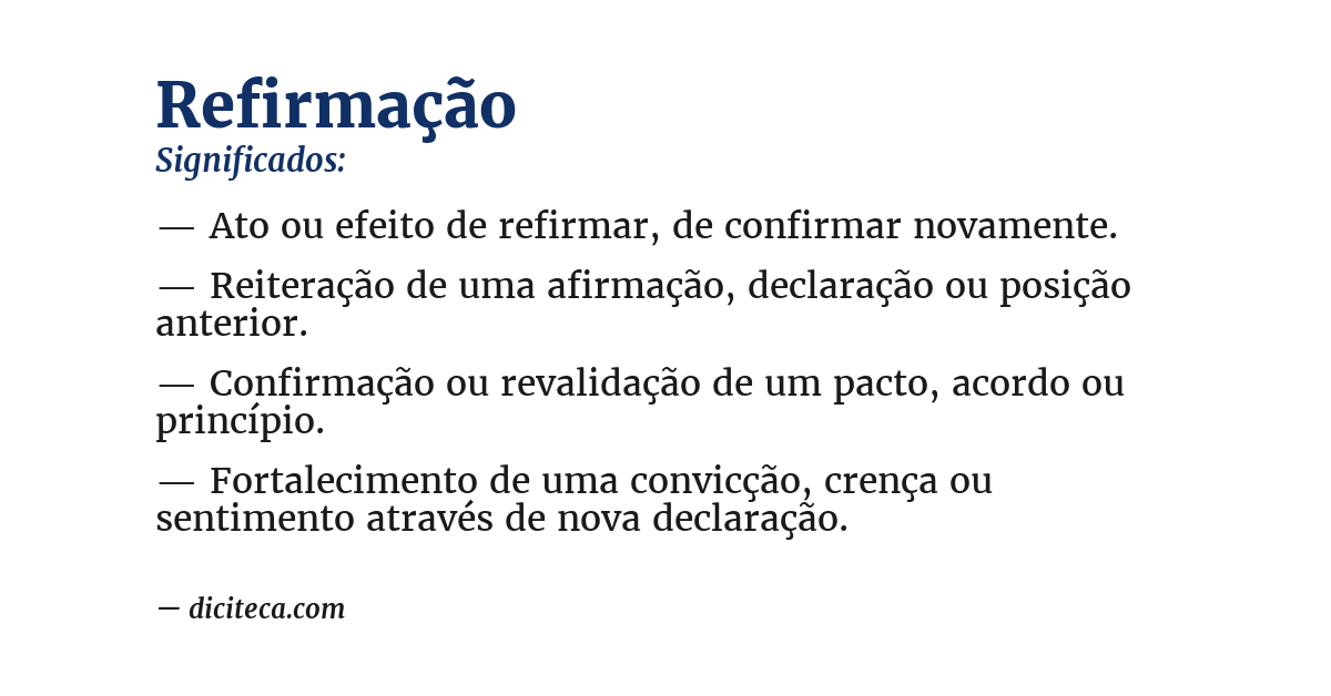 Significado de refirmação