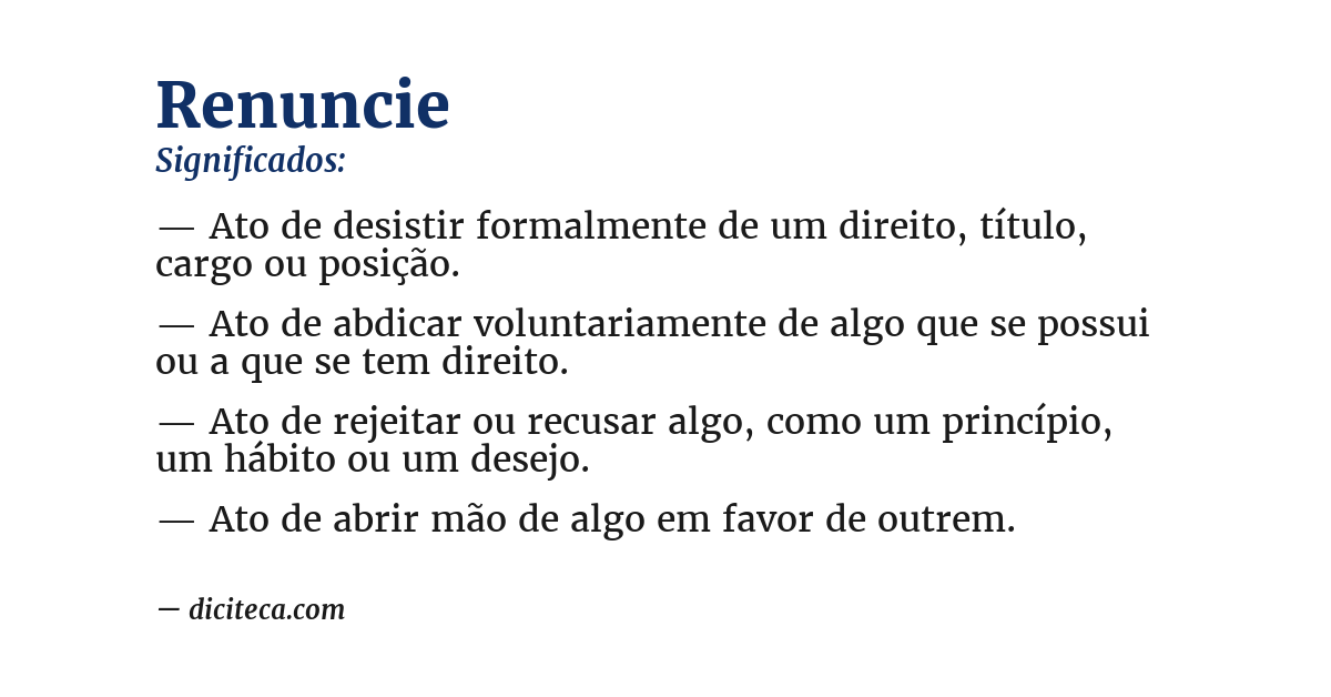 Significado de renuncie