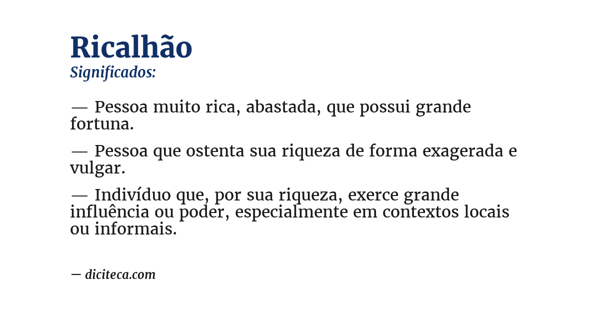 Significado de ricalhão