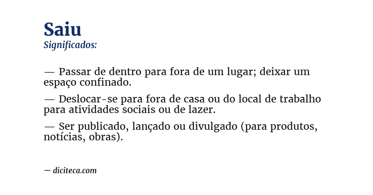Significado de saiu
