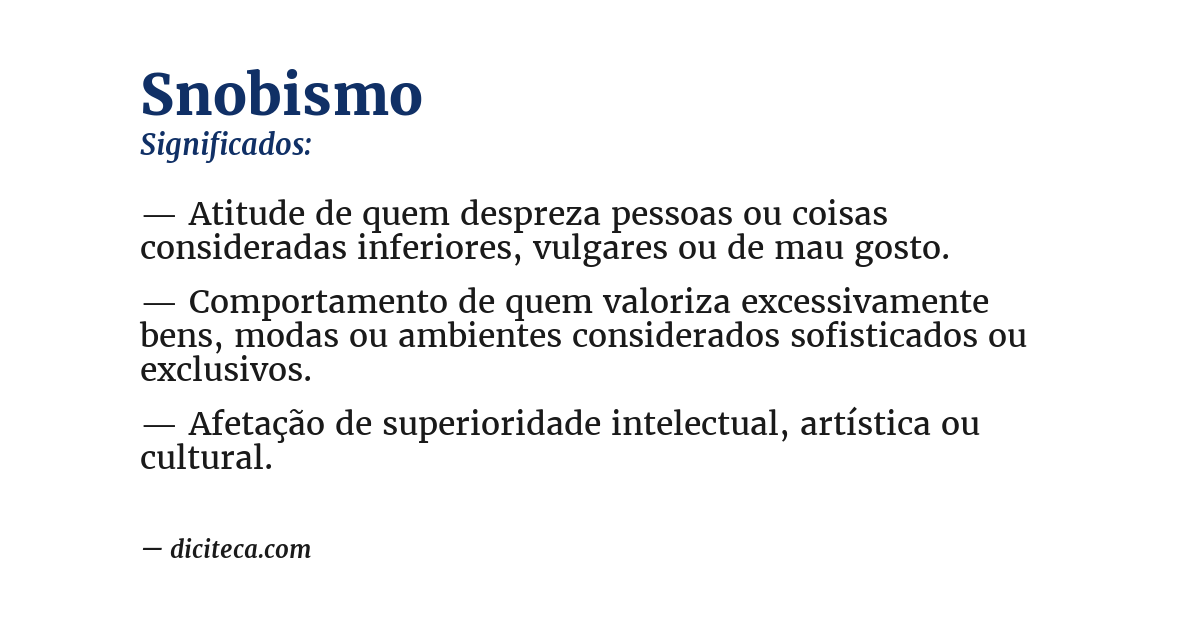 Significado de snobismo