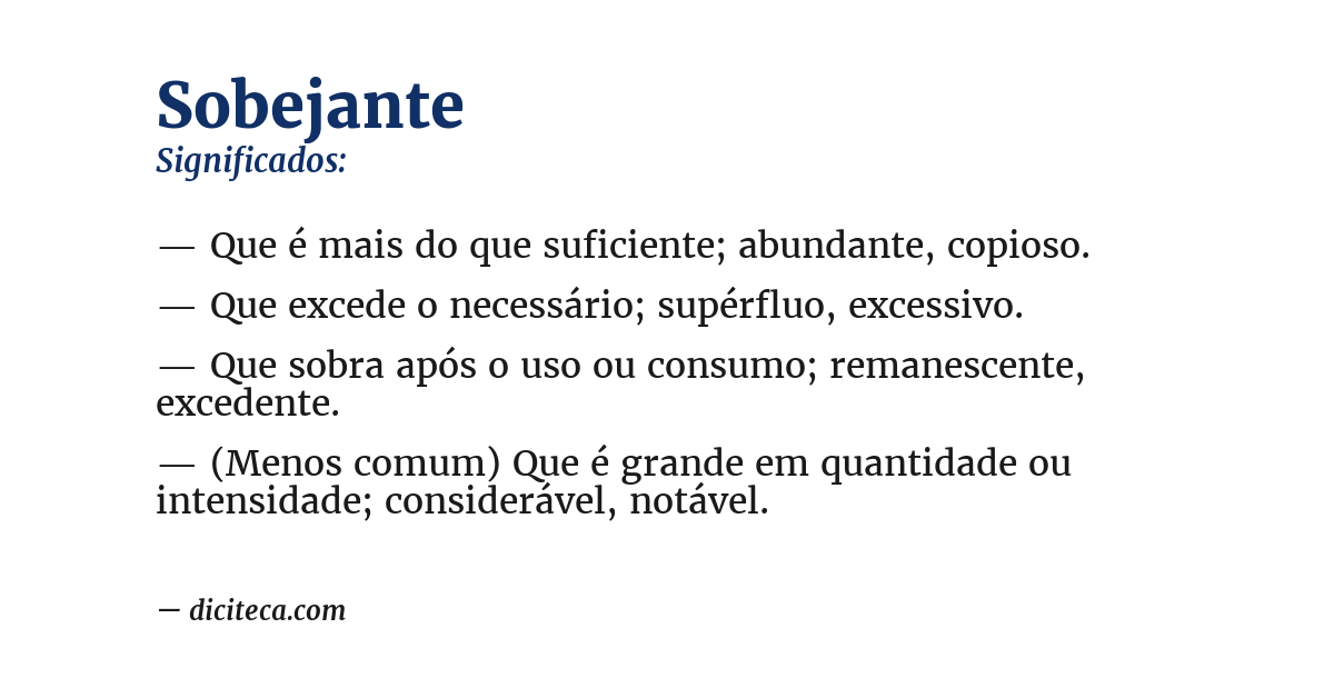 Significado de sobejante