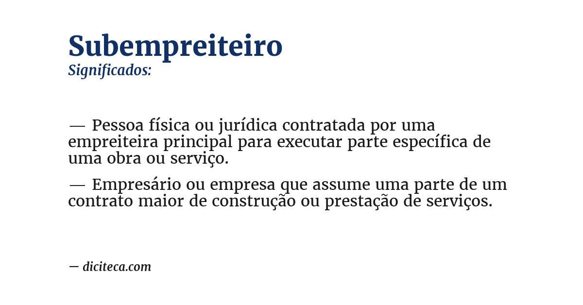 Significado de subempreiteiro