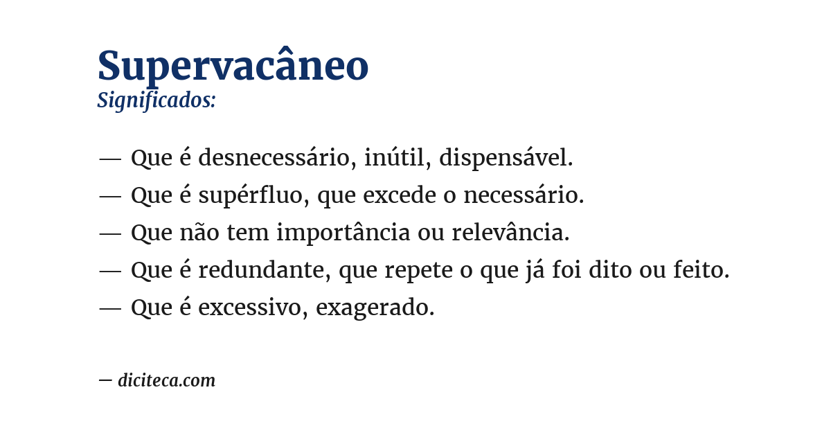 Significado de supervacâneo