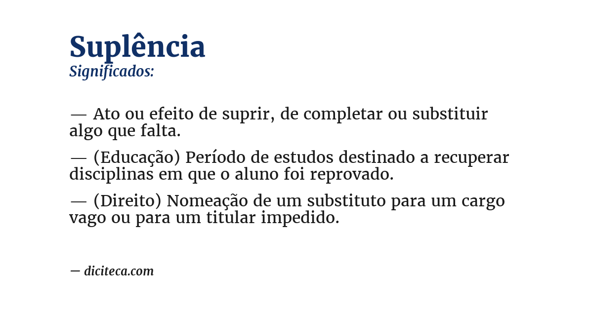 Significado de suplência