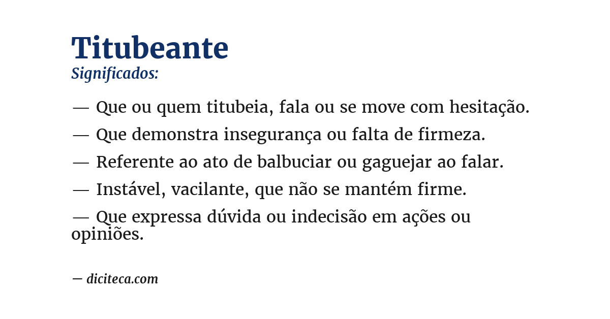 Significado de titubeante