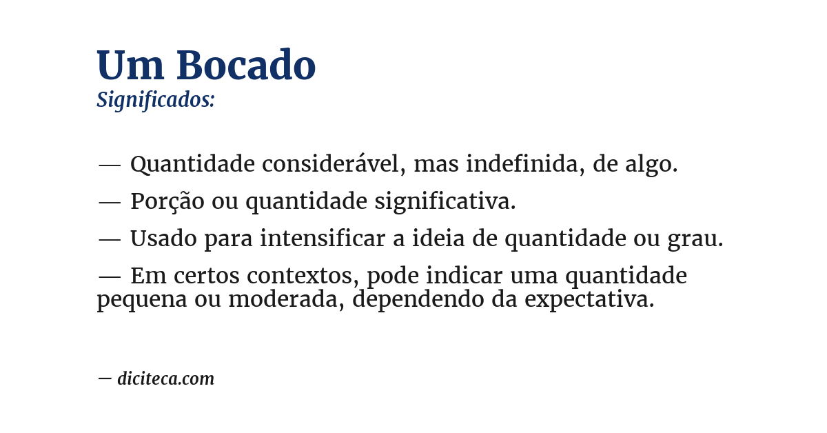 Significado de um bocado