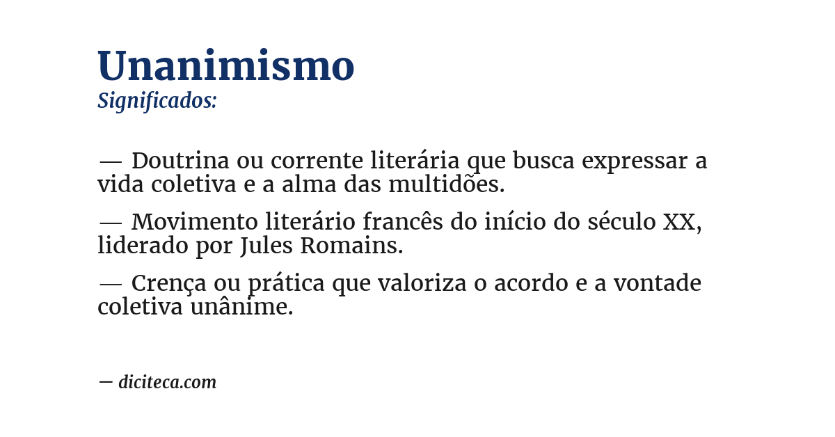 Significado de unanimismo