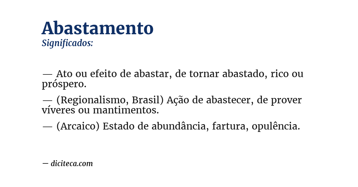 Significado de abastamento