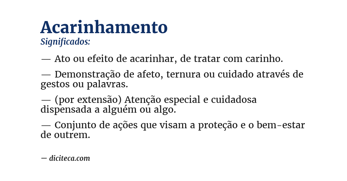 Significado de acarinhamento