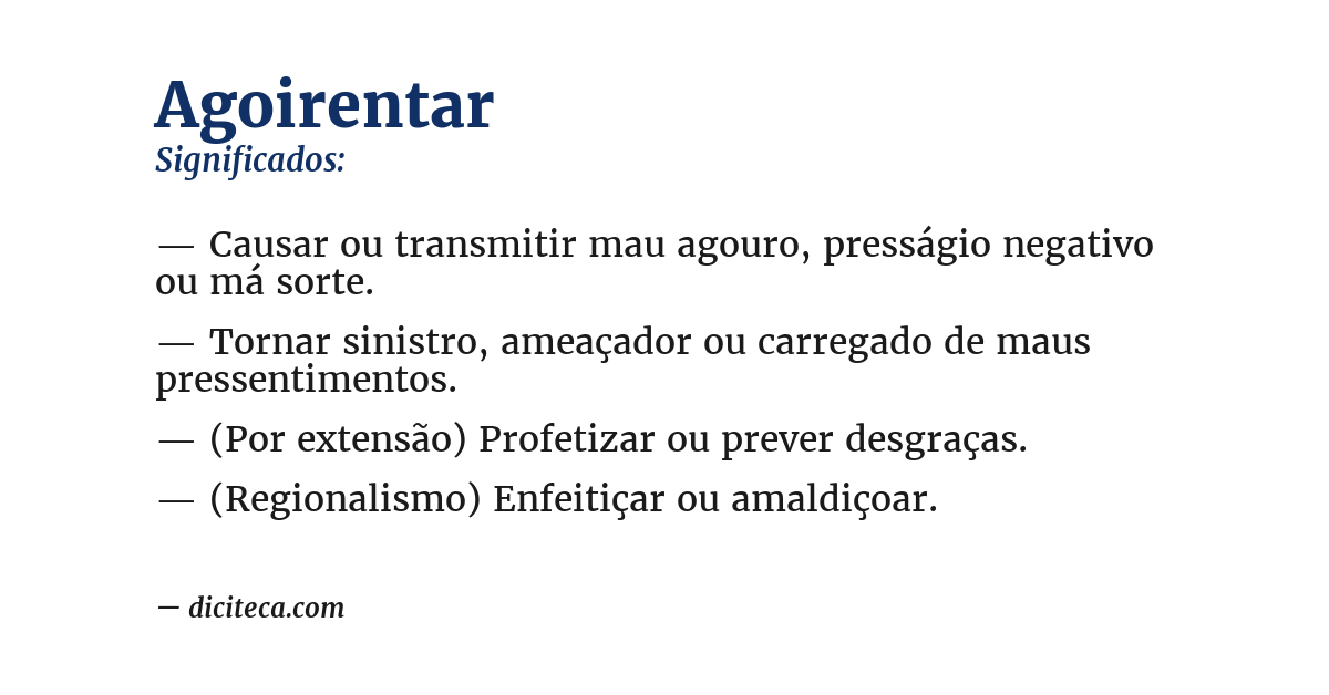Significado de agoirentar