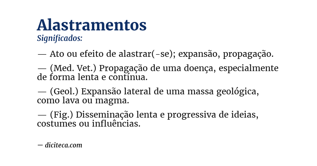 Significado de alastramentos