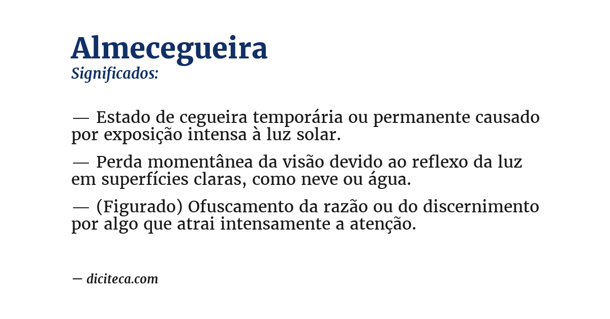 Significado de almecegueira