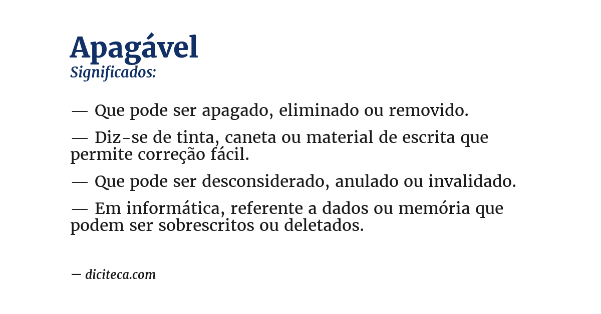 Significado de apagável