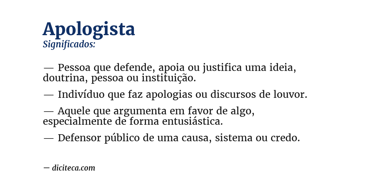 Significado de apologista