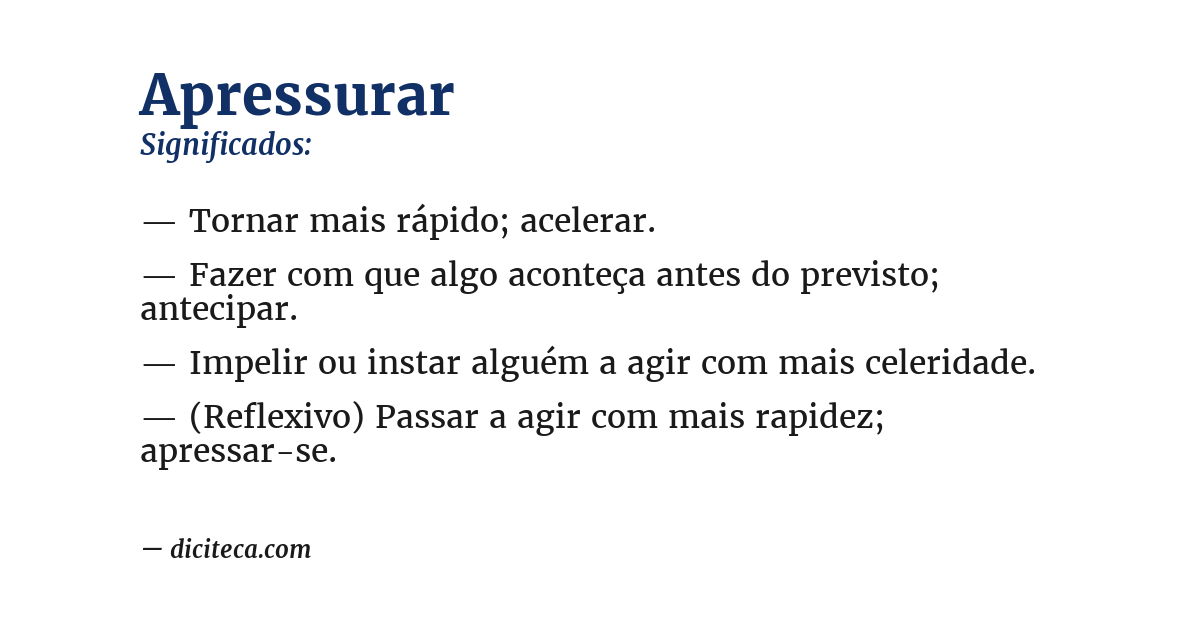 Significado de apressurar