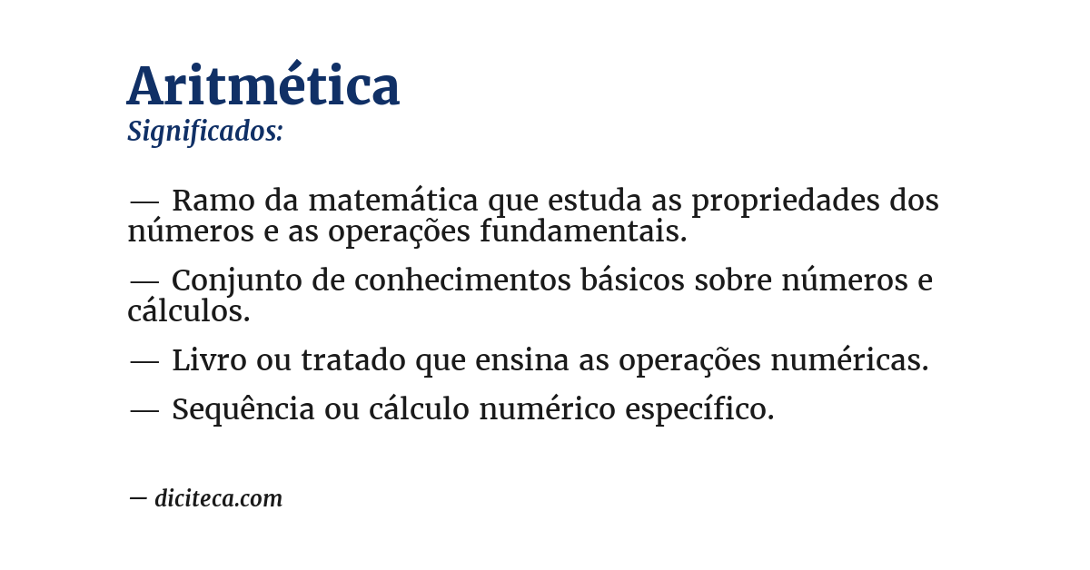 Significado de aritmética
