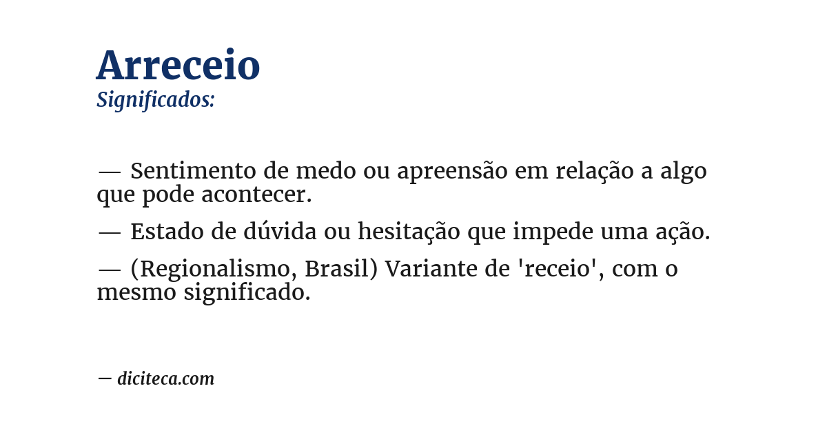 Significado de arreceio