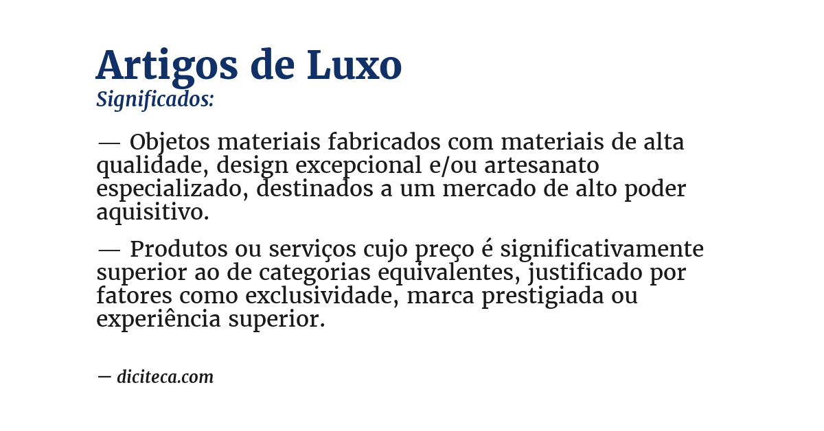 Significado de artigos de luxo