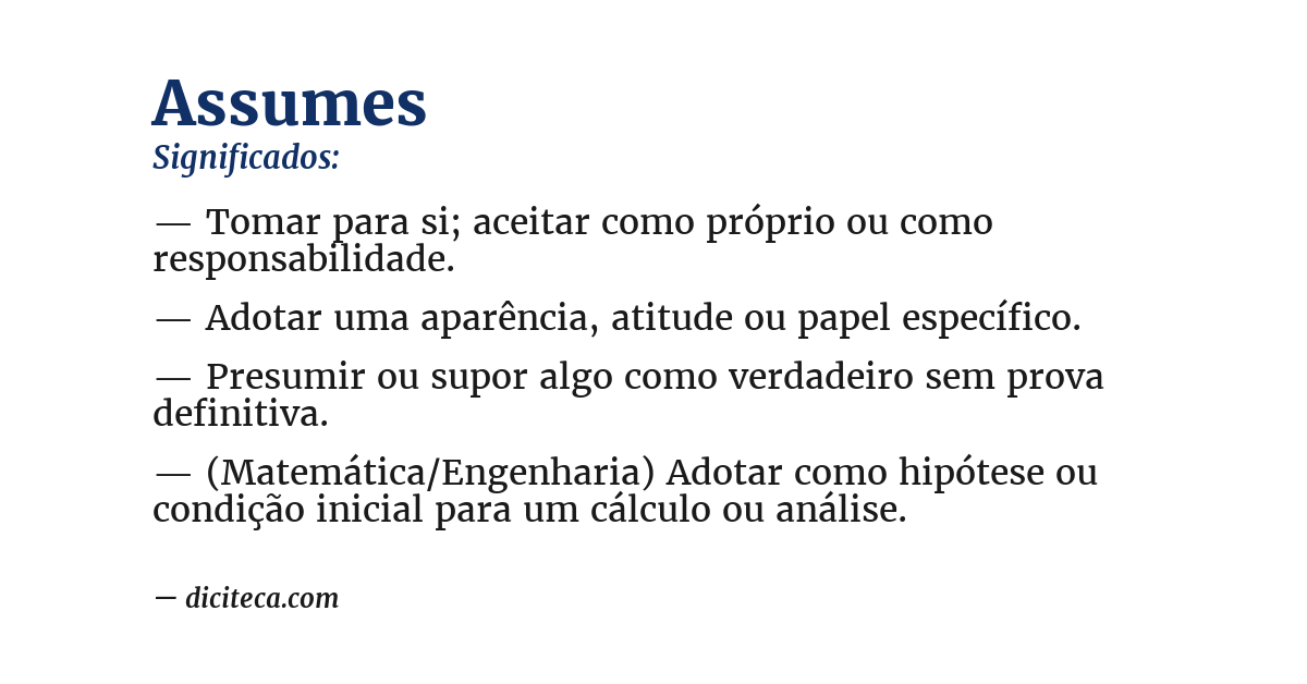 Significado de assumes
