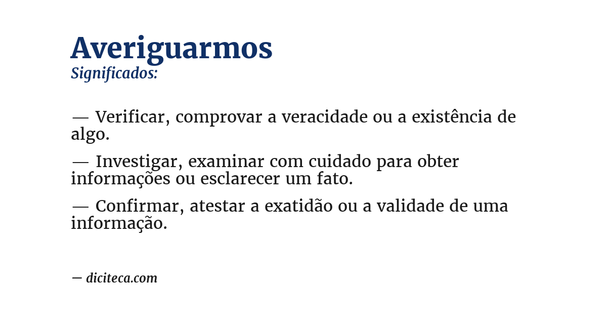 Significado de averiguarmos