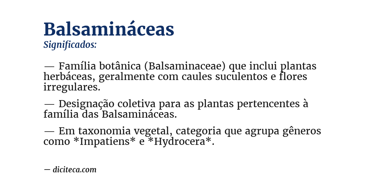 Significado de balsamináceas
