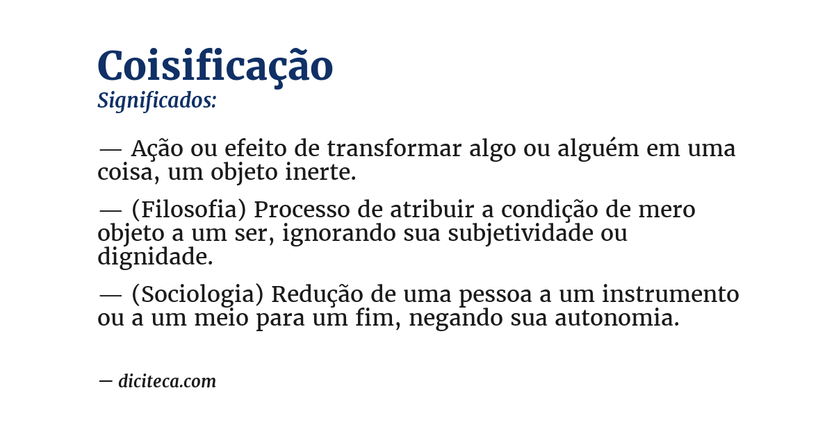 Significado de coisificação