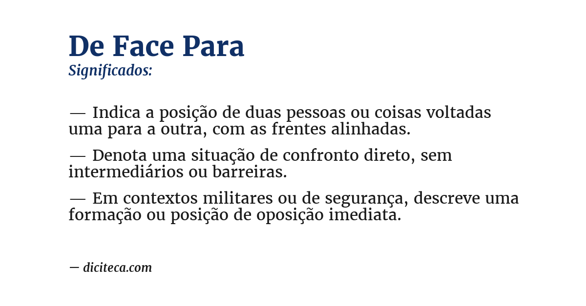 Significado de de face para